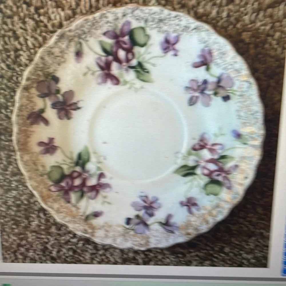 VTG Demi Cup and Saucer Floral Purple Violets 1701